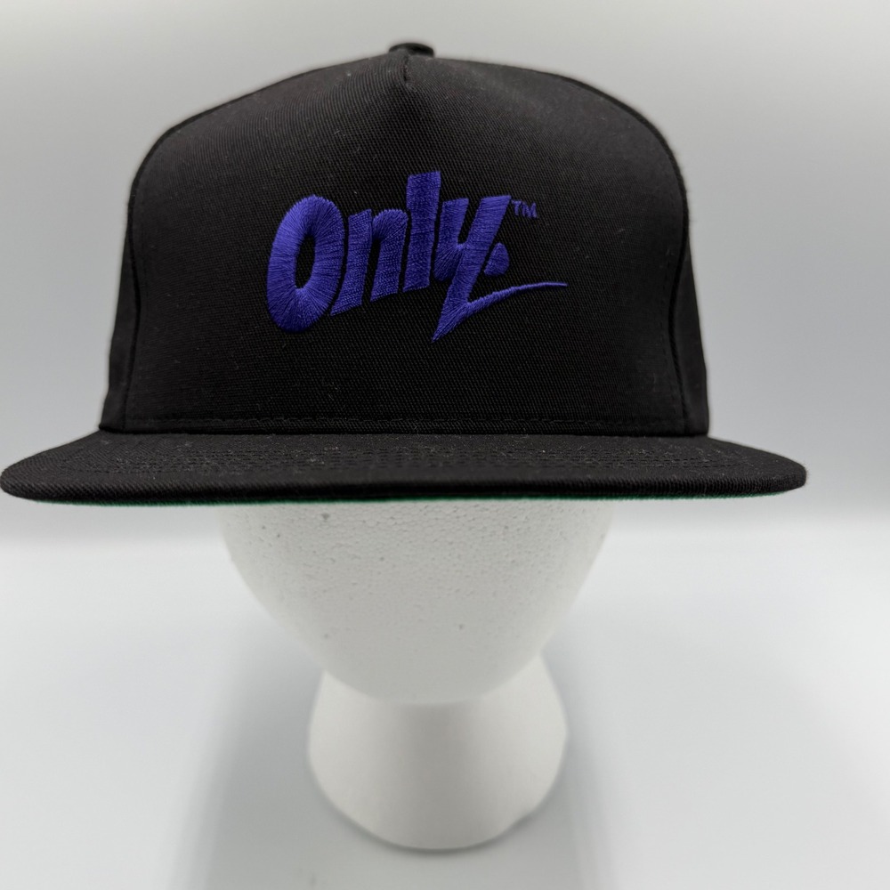 Only NY Snapback Hat Black Purple Logo Made in USA Streetwear‎ Flat Brim Cap